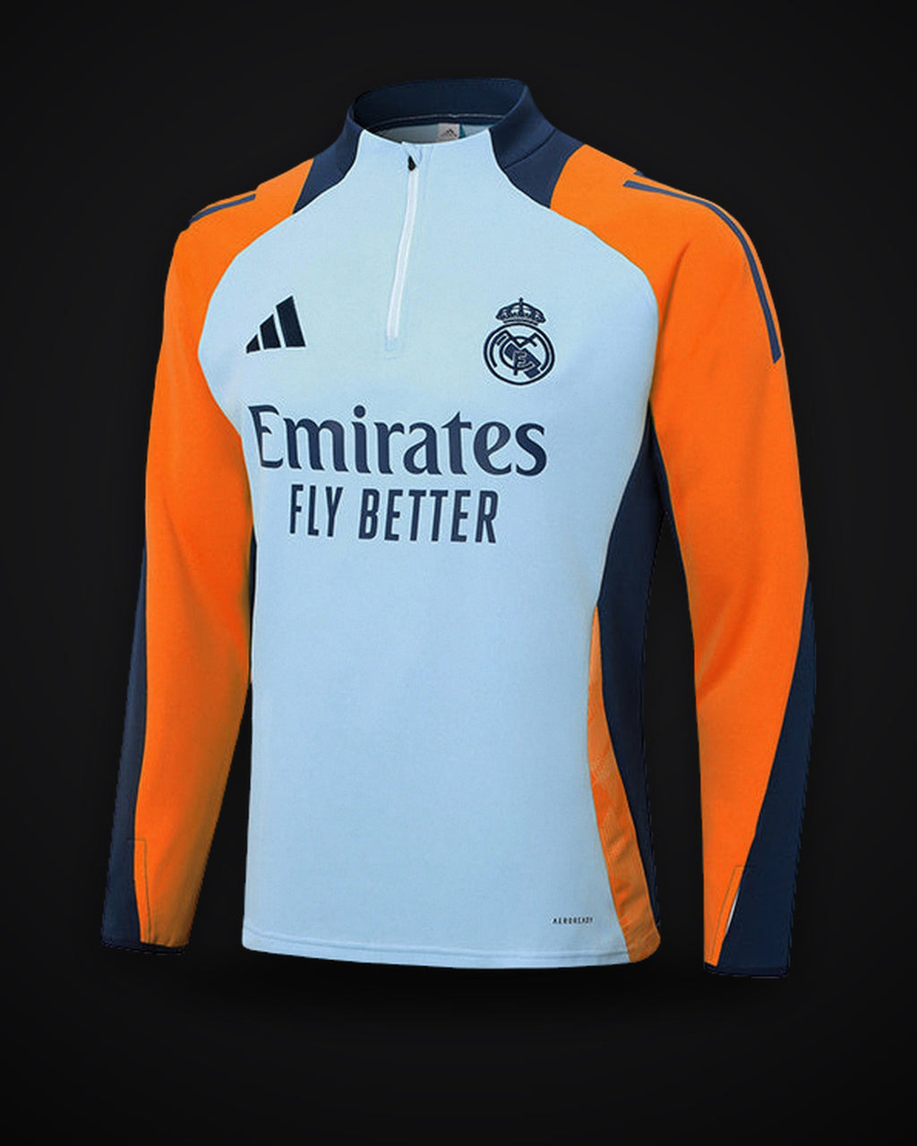 2024/2025 Real Madrid Baby Blue And Yellow Half-Pull Training Suit