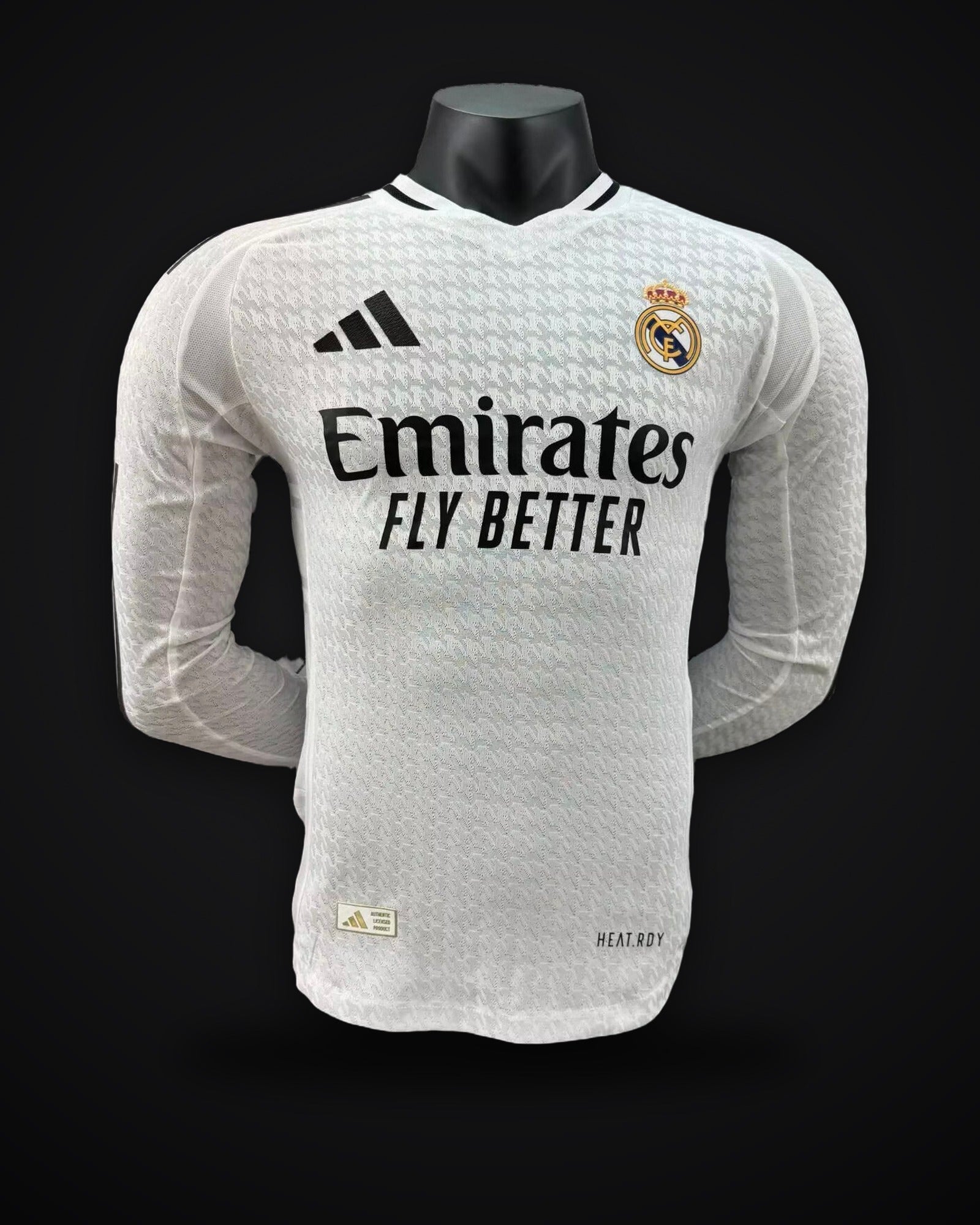 2024/2025 Player Version Real Madrid Home Long Sleeve Jersey