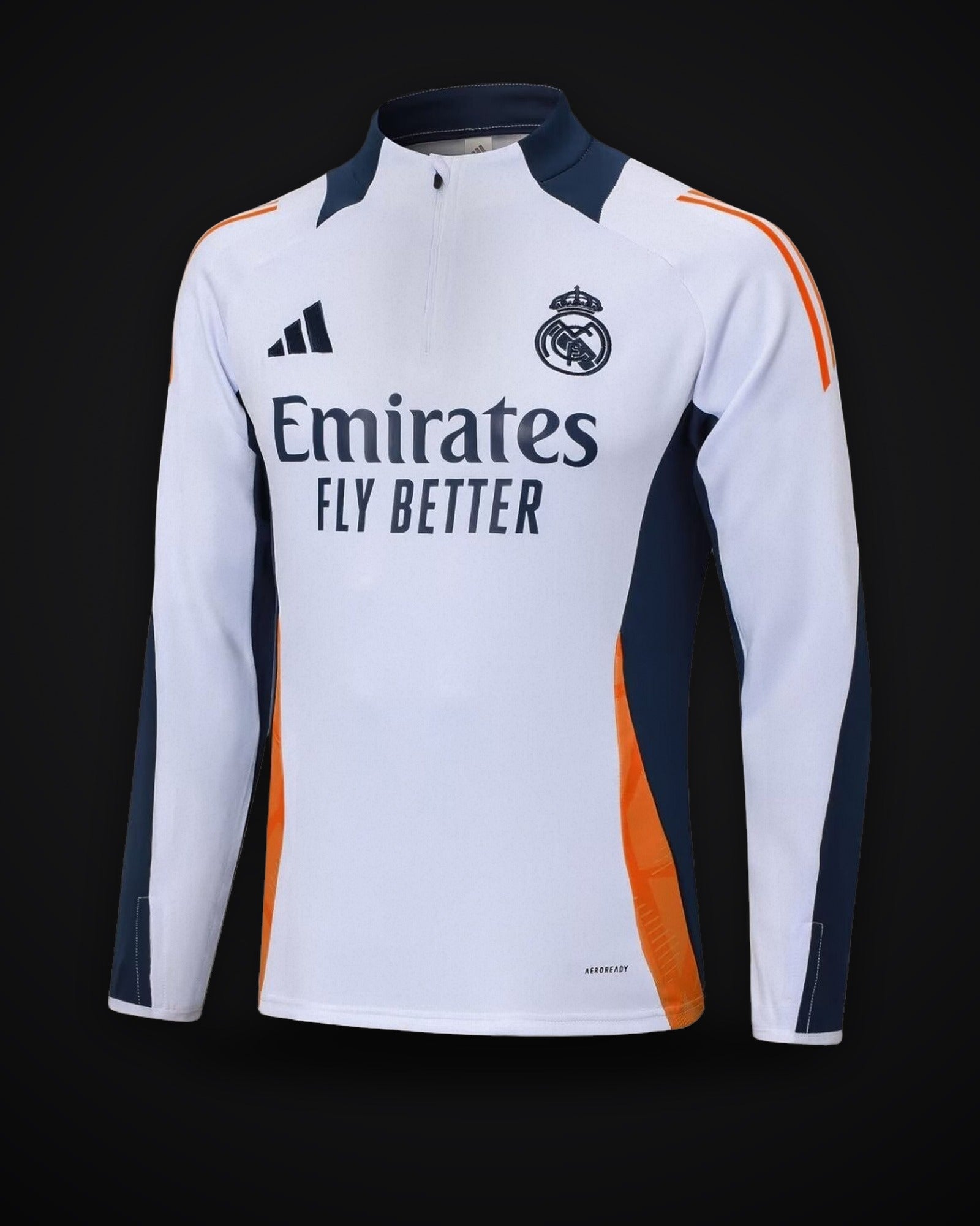 2024/2025 Real Madrid Half-Pull Training Suit White-Black