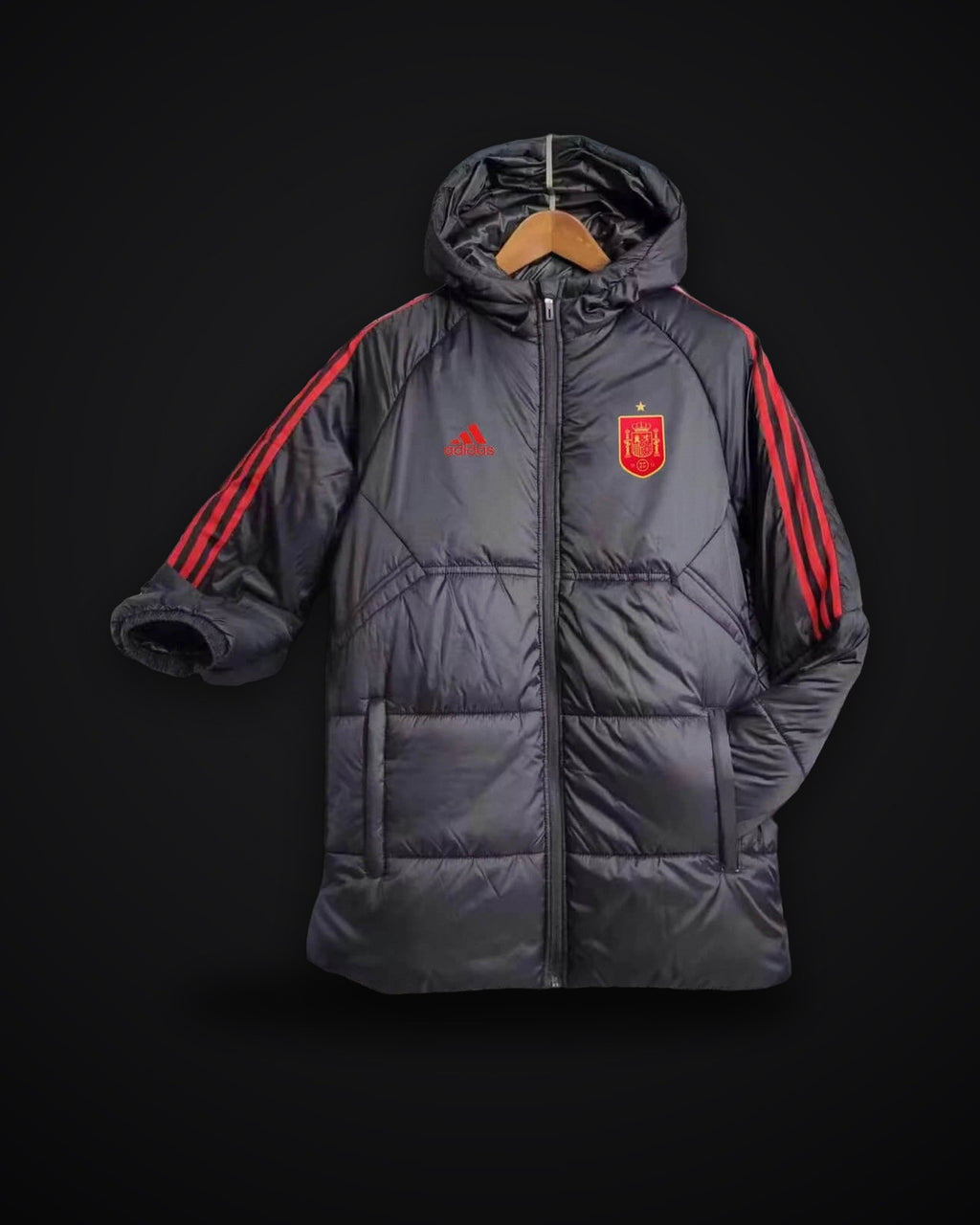 2024 Spain Black-Red Edge Soccer Long Cotton jacket
